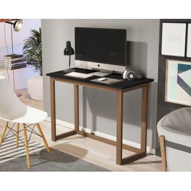 Imagem de mesa de estudo 76CM preto para quarto pequeno pés de madeira - LCN Mov