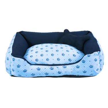 Imagem de Cama Pet Caminha de Cachorro Grande Lavável com Fundo Impermeável, Confortável e Resistente(Coroa Azul)