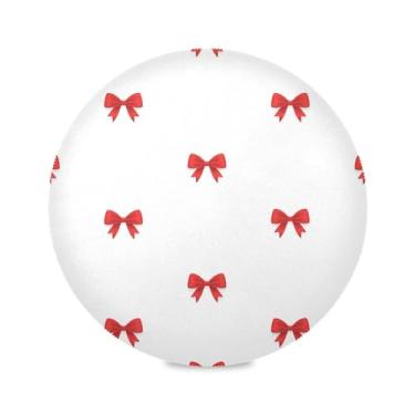 Imagem de Wassud Jogo americano com laços vermelhos tapetes de mesa redondos para cozinha e jantar tapetes laváveis resistentes ao calor decoração de mesa 39 cm