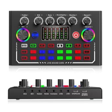 Imagem de VBESTLIFE Mixer de áudio Profissional, Placa de Som Ao e Interface de áudio Com Efeitos de Mixagem de DJ e Trocador de Voz, para Streaming, Podcasting, Jogos