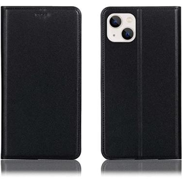 Imagem de FULNES para Apple iPhone 14 Plus (2022) capa flip de 6,7 polegadas, função de stend capa de telefone fólio de couro à prova de choque com slot para cartão (Cor: Preto)