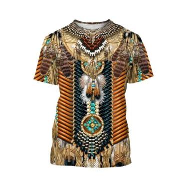 Imagem de Camiseta Casual De Manga Curta Com Estampa 3D Estilo Nativo Americano 