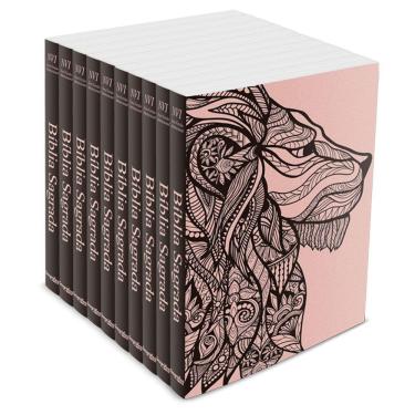 Imagem de Kit com 10 Bíblias do Leão Rosa - Brochura - NVI