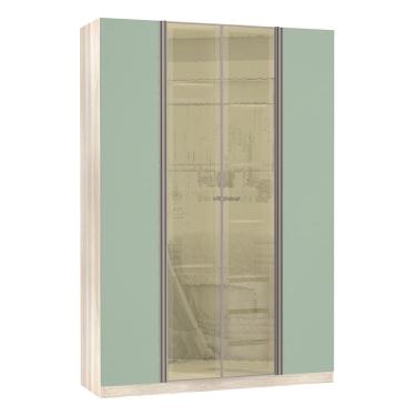 Imagem de Guarda Roupa Solteiro 4 Portas 3 Gavetas Prime Plus Com Vidro Reflecta 1,59 Cm Luciane Móveis