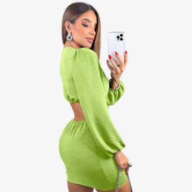 Imagem de Vestido Duna Festa Multiformas Cropped Manga Longa Balada Evento Passe
