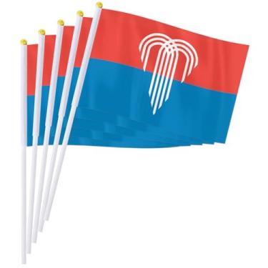 Imagem de PTEROSAUR Conjunto de bandeiras portáteis de Kansas City, 14 x 20 cm, mini bandeira de Kansas City para desfiles, festas, celebrações e decoração de casa (pacote com 100)