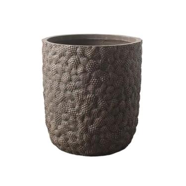 Imagem de Vasos de plantas Vaso redondo de concreto com padrão pinha para jardim, vaso chão para plantas