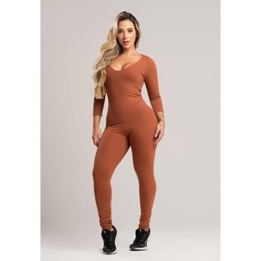 Imagem de Macacão Longo Feminino 3/4 Costa Fechada Fitness Poliamida Mvb Modas-Feminino