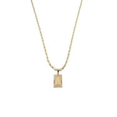 Imagem de Cordão 60Cm Masculino Feminino Pingente Letra A Banhado Ouro