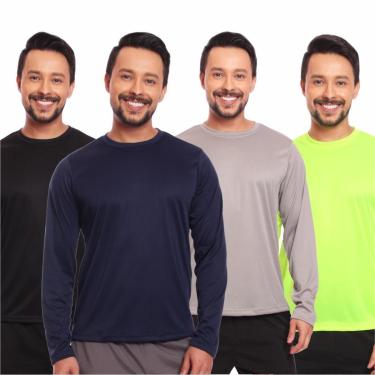 Imagem de Kit 4 Camisas Segunda Pele Proteção Solar Uv Térmica Corrida Bike-Masculino