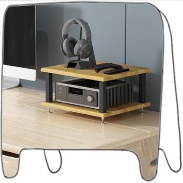 Imagem de Armário de armazenamento AV 2, 3, 4 camadas, suporte para leitor de CD, torre de áudio, prateleiras de madeira, centro de mídia de canto doméstico (nogueira clara, 4 camadas/40 x 35 x 55 cm)