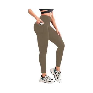 Imagem de Leggings Femininas De Cintura Alta Com Forro Térmico E Bolsos, Calças 