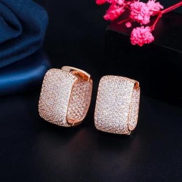 Imagem de Brincos de argola quadrada grossa para mulheres, uso diário, joias, presente, One size, Cobre, Zircônia cúbica