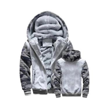 Imagem de Jaqueta Masculina De Inverno Quente Com Forro De Lã Grosso, Capuz E Zí