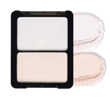 Imagem de Paleta de iluminador de sombra fosca de 2 cores, branco e bege marfim em pó para sombra para os olhos, brilho natural de longa duração para idosas, maquiagem leve com controle de óleo, nº 01