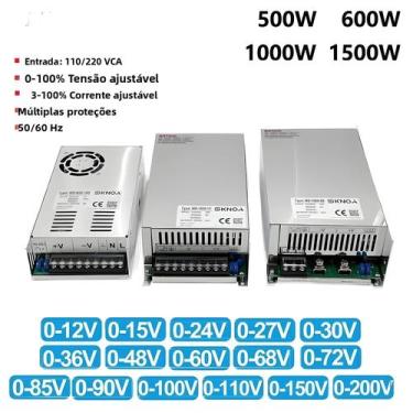 Imagem de Fonte De Alimentação Ajustável 500W-1500W 0-200V DC 110/220V AC Para D