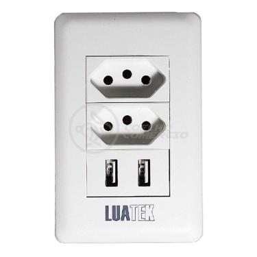 Imagem de Tomada De Parede 2 Entrada Fonte 2 Usb 5v 10a Bivolt