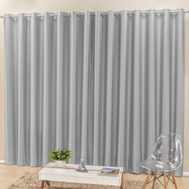 Imagem de Cortina Madri 2,00m x 1,70m Cinza LIso Tecido Semi Blackout Para Sala ou Quarto