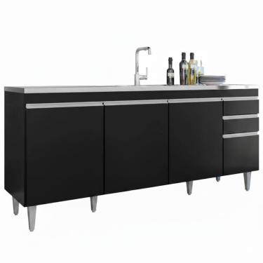 Imagem de Balcao Para Pia 4 Portas 2 Gavetas 180 Cm Bp Agatha Preto