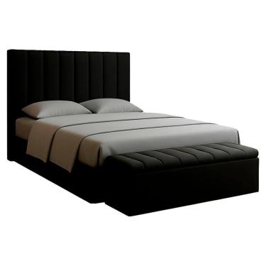 Imagem de Cabeceira E Recamier Bau Casal 140 Cm Dalia Suede Preto Artte