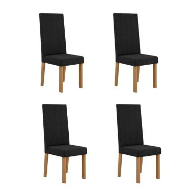 Imagem de Kit 4 Cadeiras Nice Com Espaldar – Tecido Veludo Suede Pés em MDF com Sapatilhas Plásti...