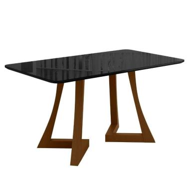 Imagem de Mesa de Jantar Ana Retangular 160x90cm com Vidro – Madeira de Reflorestamento, Tampo 25mm, Bordas Arredondadas – Sonetto