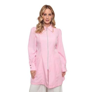 Imagem de Jaleco Feminino em Oxford Eli Zíper Manga Longa Rosa Claro - gardenia 