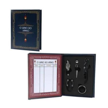 Imagem de Kit Vinho Saca Rolhas Corta Lacre Salva Gotas Tampa Dosador - FRATELLI