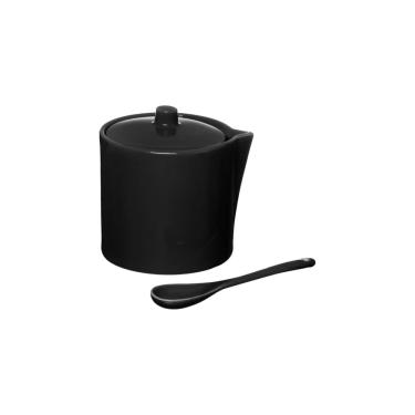 Imagem de Açucareiro de Porcelana com Colher Manhattan Preto 300 ml