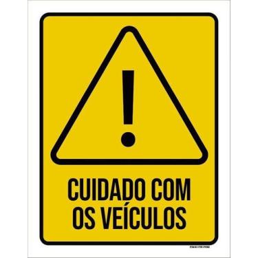 Imagem de Kit 10 Placa Acm Cuidado Com Os Veículos 18X23 - Sinalizo