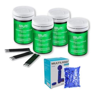 Imagem de Kit Com 100 Tiras De Glicemia Fita + 100 Lancetas Medir Glicose - Mult