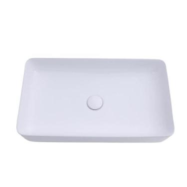 Imagem de Cuba de Apoio para Banheiro Retangular Louça Cerâmica Roselita Pingoo.