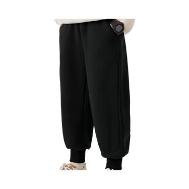 Imagem de Calças De Moletom Infantis Quentes De Inverno Com Forro De Pelúcia Gro