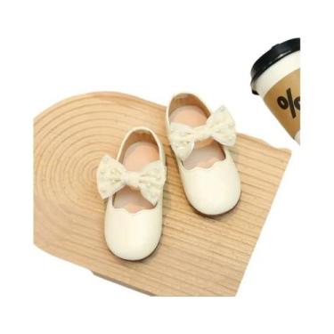 Imagem de Sapatos Mary Janes Pretos E Bege Para Meninas Com Laços E Contas, Eleg