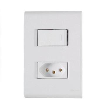 Imagem de Conjunto Interruptor Simples + Tomada 10a - Linha Liz - Tramontina