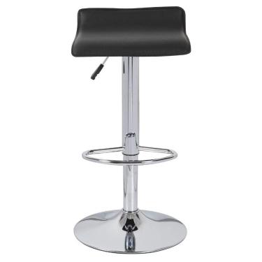 Imagem de Banqueta Bar Estofada Sintético Base Aço Cromado Sem Encosto Preta Kala