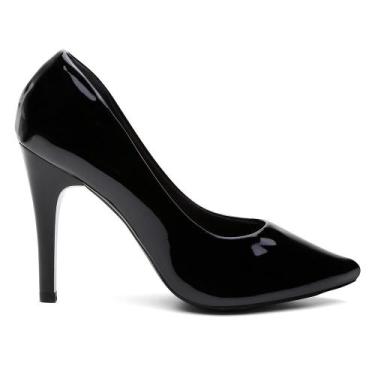 Imagem de Sapato Scarpin Verniz Salto Alto Fino Leve Conforto Classico - Café Me