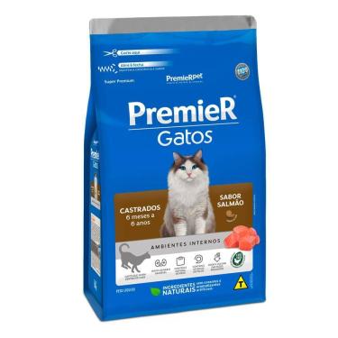 Imagem de Ração Premier Gatos 6 Meses a 6 Anos Castrados Ambientes Internos Salmão 7,5kg