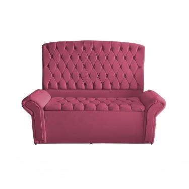 Imagem de Kit Dubaí Cabeceira De Cama Box Casal E Recamier Baú Solteiro 90 Cm Suede Rosa Bebê Do Lar Móveis
