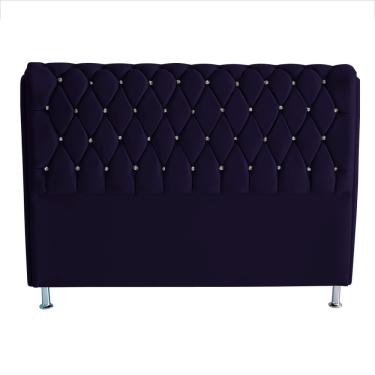 Imagem de Cabeceira para Cama Box Jully Casal Suede Capitonê Botão Strass Amarelo Do Lar Móveis e...