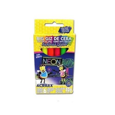 Imagem de Gizão de Cera Fantasia Glitter 6 Cores com Efeito Neon Ref. 09806 Giza