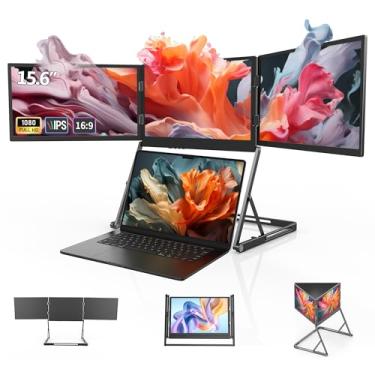 Imagem de LIJGLECO Extensor De Tela Para Laptop, Monitor Triplo Portátil Dobrável Fhd 15,6" 1080P Ips, Hdmi/Usb-C Plug And Play Windows, Mac, Android, Switch, Ps5