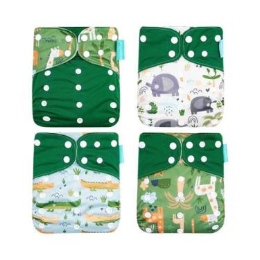 Imagem de Fraldas De Tecido Suede Ecológicas, Pacote Com 4 Peças, Reutilizáveis 