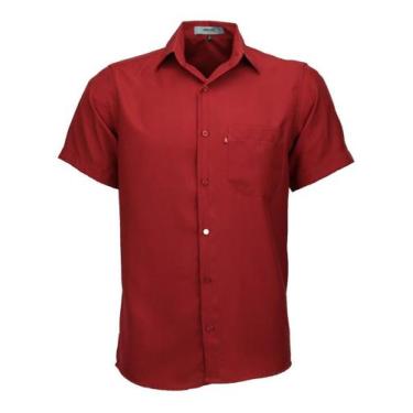 Imagem de Camisa Masculina Não Amassa Amil Microleve Com Bolso Promoçã, Bordô, 4