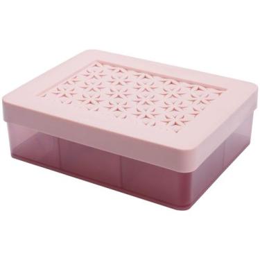 Imagem de Caixa Porta-Joias Plástica com 6 Divisórias Rosé Hana Ordene