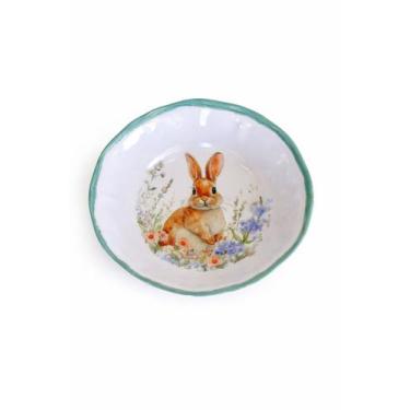 Imagem de Bowl Coelho Melamina Branco/Verde - 19cm - 1 UN - Tokdacasa