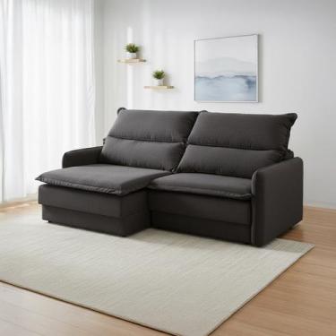 Imagem de Sofá Retrátil 3 Lugares 220cm Colômbia Reclinável Braço Slim Veludo Ci