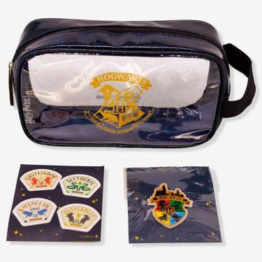 Imagem de Necessaire Harry Potter com Adesivos Temáticos em Plástico PP 14X23X6CM Transparente para Organização Diária