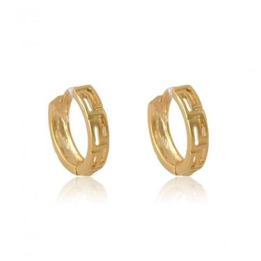 Imagem de Brinco Argolinha Trabalhada Com Vazado Banhado Em Ouro 18k [f027]