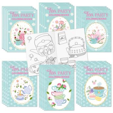 Imagem de Livro de colorir X1zuue Tea Party para crianças com bules, xícaras, 24